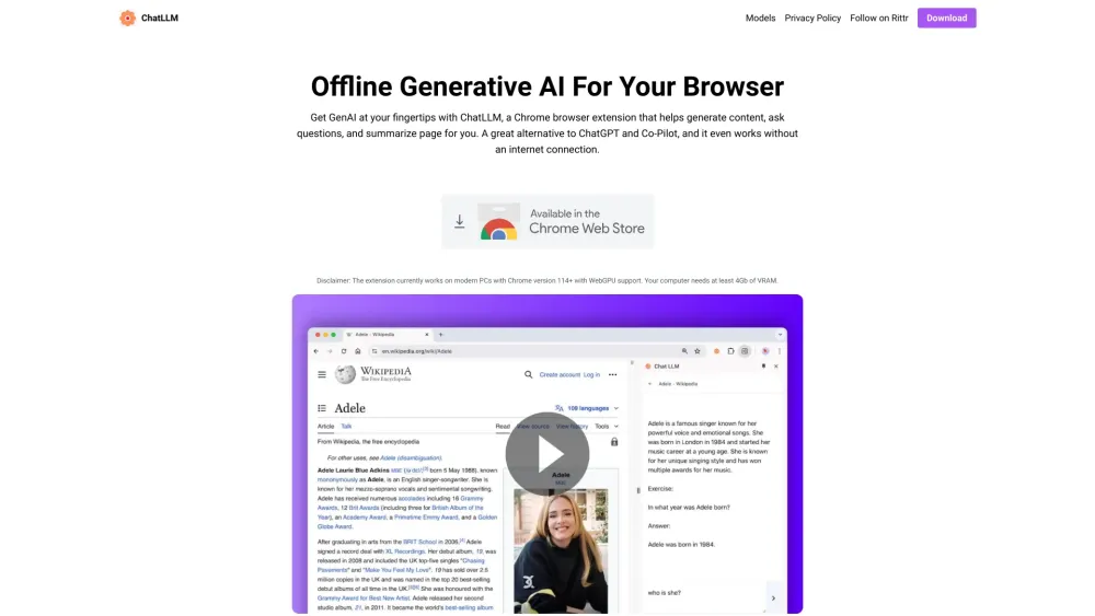 ChatLLM Pro: Offline AI, Privacy-Safe Browser Tool