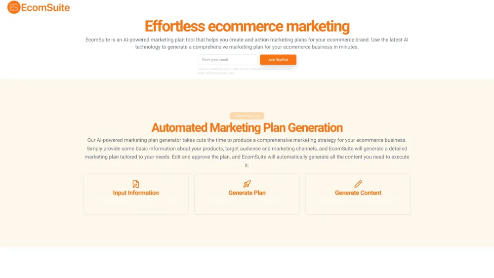 EcomSuite: AI Marketing Plans & Auto Content Creation