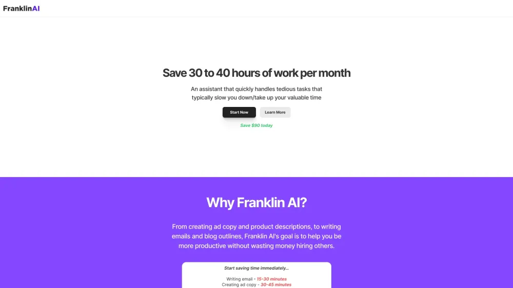 Franklin AI: Saves Time & Money, Completes Tasks in Seconds