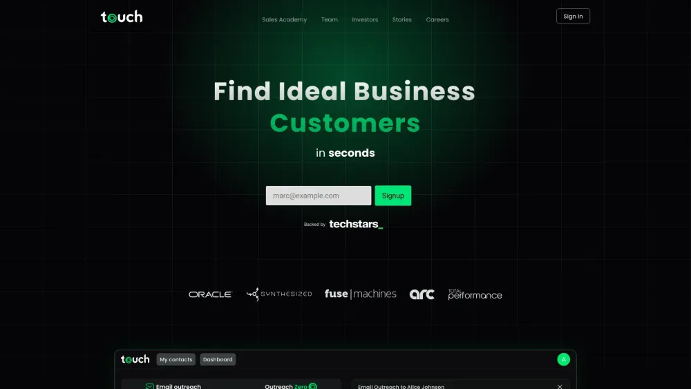 Touch AI: Intelligent Email Tool for Curated US Business Leads