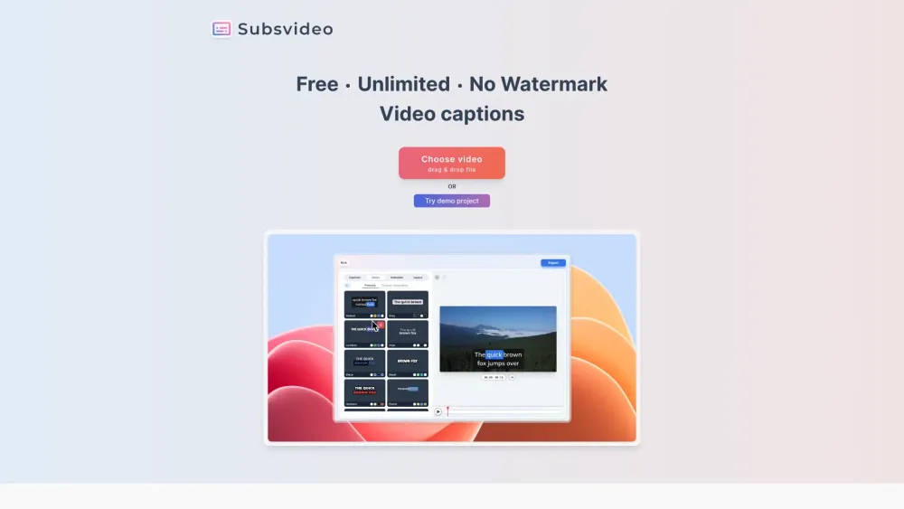 Subsvideo: Unlimited Free Browser Captions