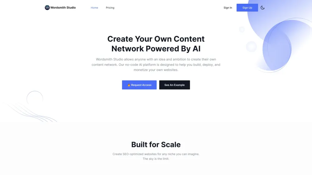 Wordsmith Studio: AI Content Gen + Quick Site Deployment : All-in-One Platform