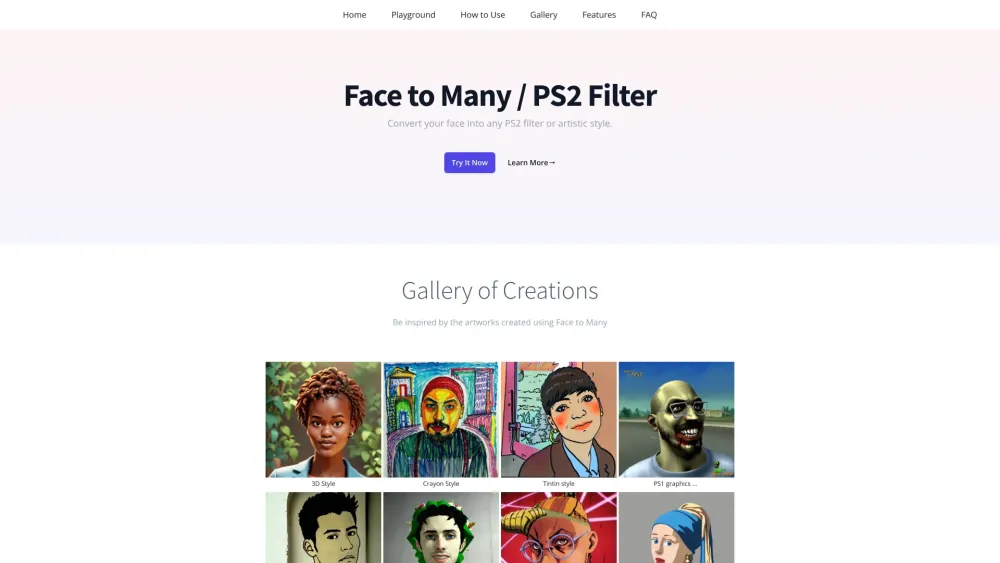 Face to Many: AI Filters for Paintings, Cartoons, and Stunning Artworks