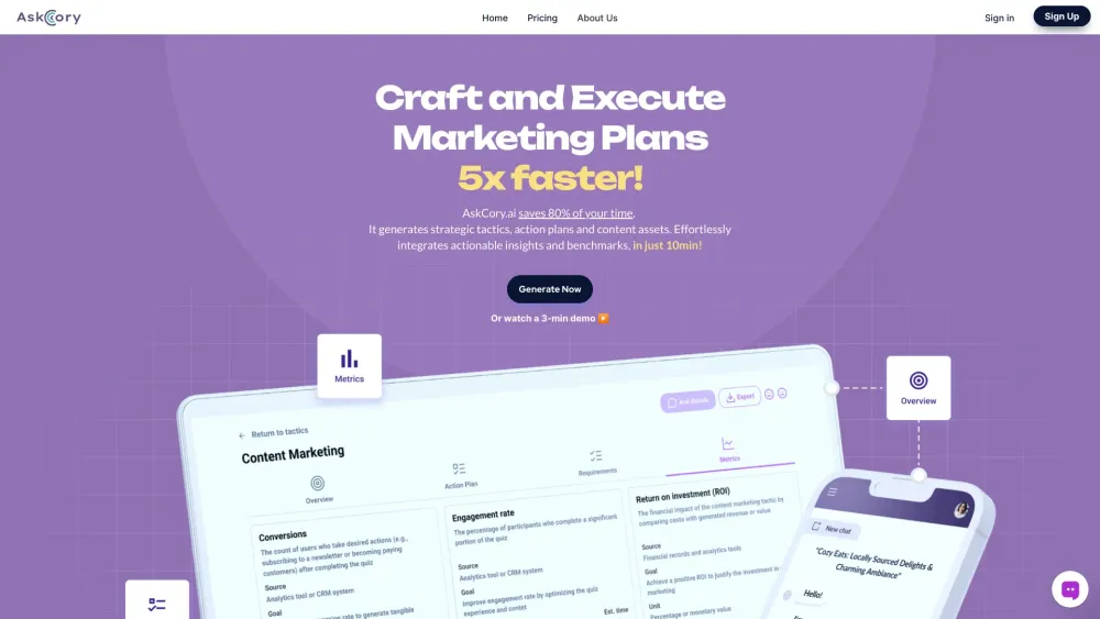 AskCory: AI Marketing Assistant for Personalized Strategy & ROI Optimization