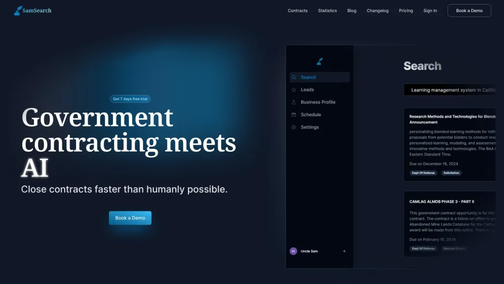 SamSearch: Simplifies Govt Contracting & Proposal Creation, All-in-One Solution