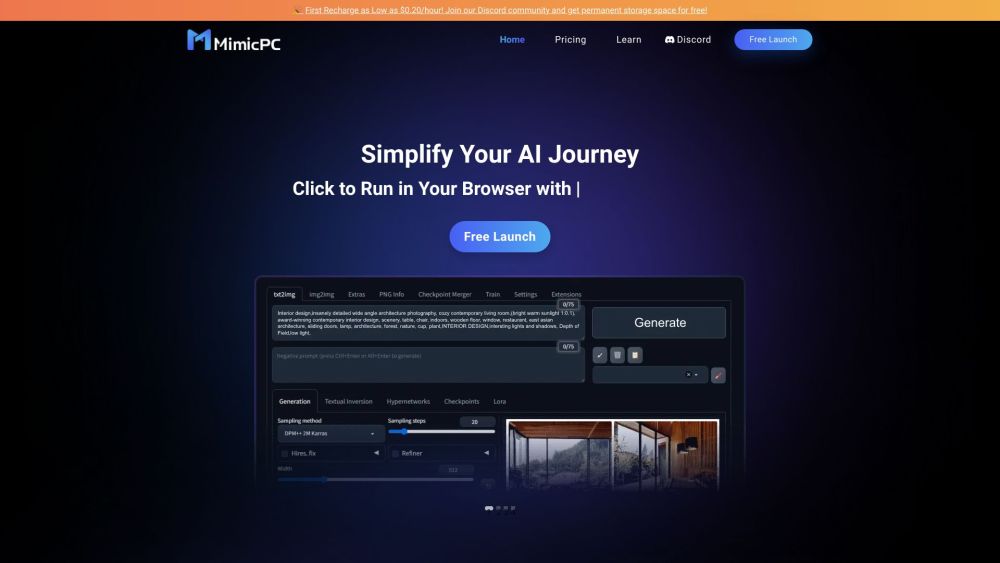 MimicPC: AI Apps Instantly, No Hardware, Easy AI Model Management