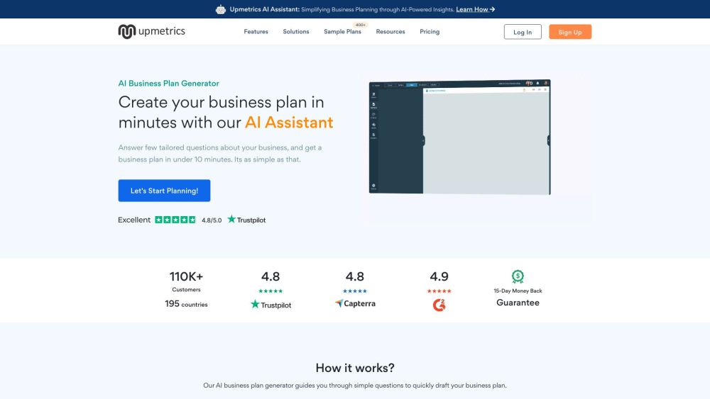 Upmetrics AI: AI-Powered Business Plan Generator Solution : Key Features