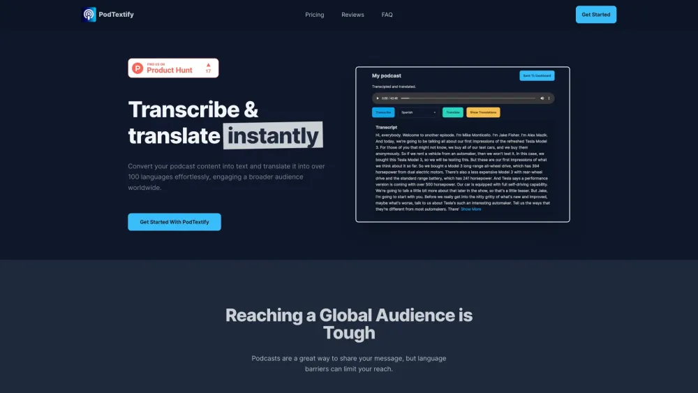 PodTextify: Transcribe & Translate Podcasts in 100+ Languages