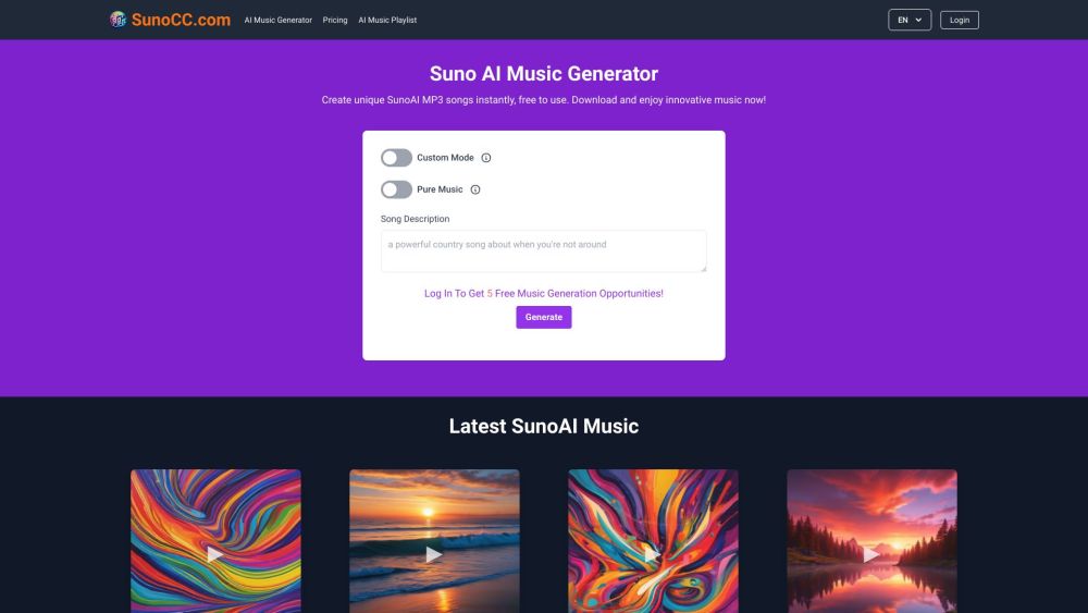 Suno AI Music Generator: Free & User-Friendly Music Tool by SunoAI