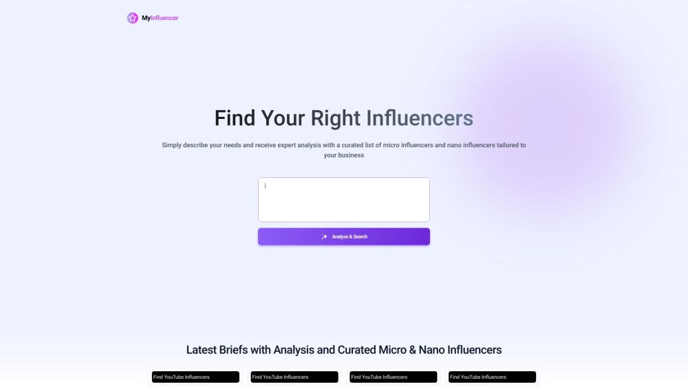 MyInfluencer: AI Micro & Nano Influencer Finder - YouTube & Social Media