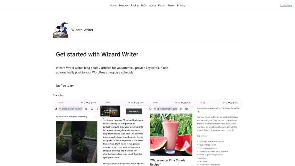 Wizard Writer: Auto Posts, Keywords, WordPress - Free to Try