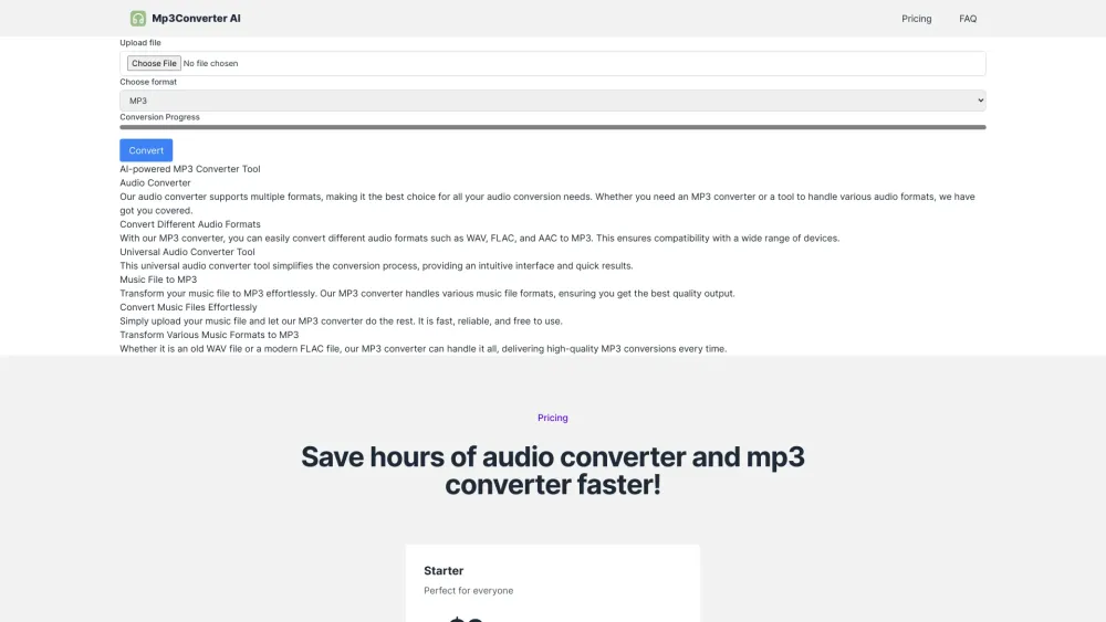 Mp3Converter AI: AI-Powered, Free, Fast, Accurate MP3 Conversion