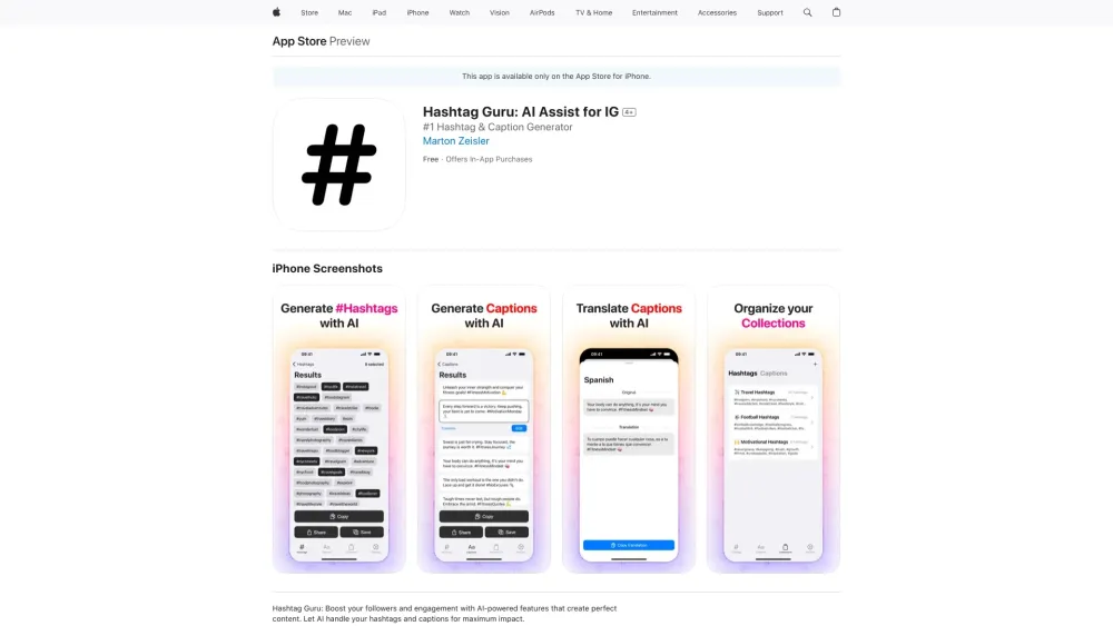 Hashtag Guru: AI-Powered Hashtags & Captions Maker for Instagram