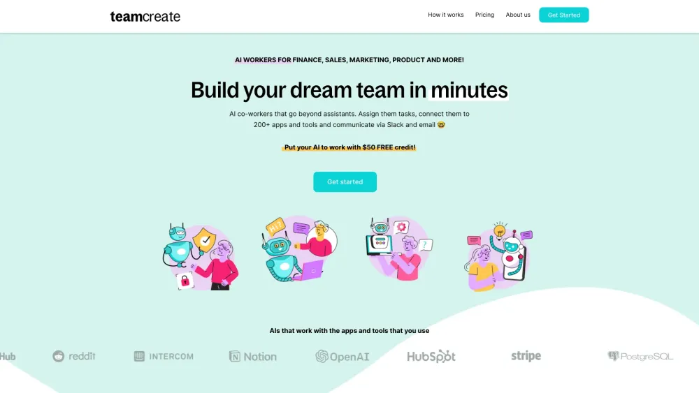 TeamCreate AI: AI Co-workers on Slack for Finance, Sales & More