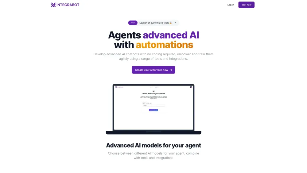 IntegraBot: AI Chatbots, No Coding, Custom Tools, API Integration