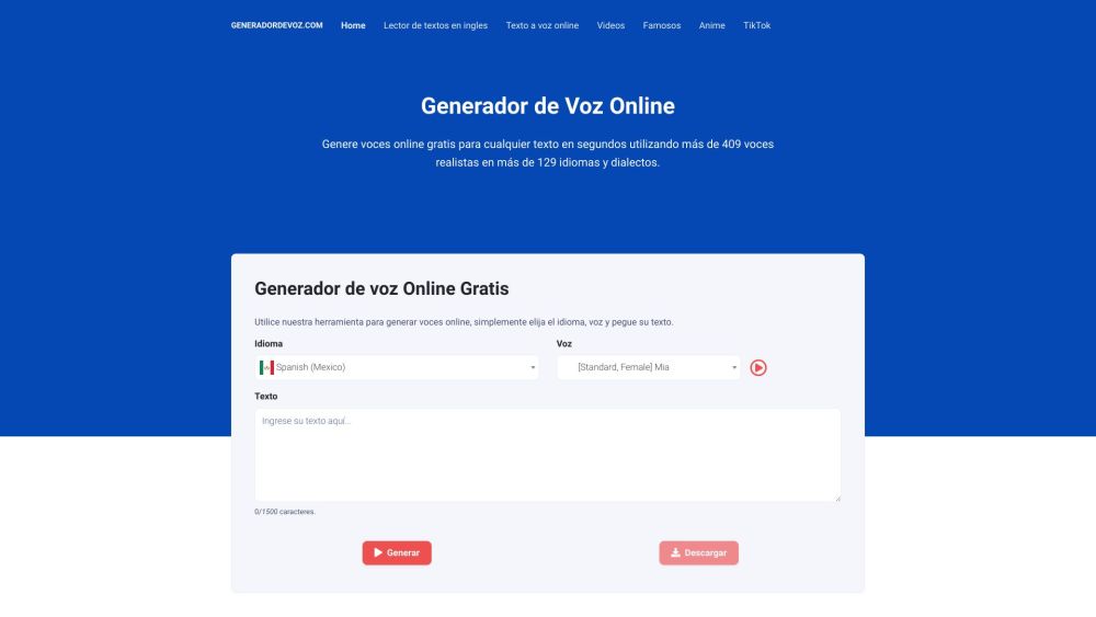 Generador de Voz: Online Gratis, 600+ Voces, MP3 Descargable : Realistic Voice Generation, Fast MP3 Download