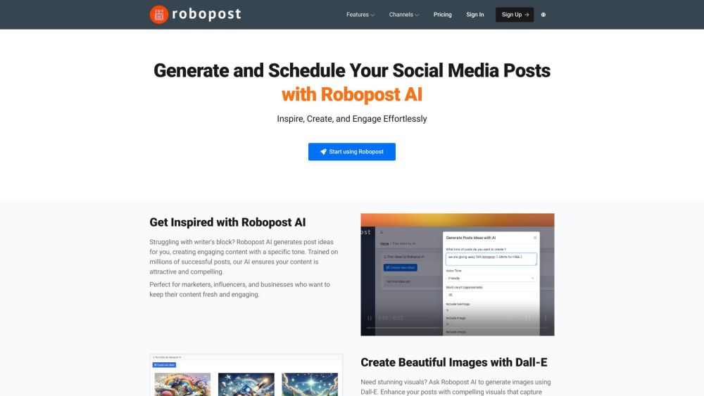 Robopost AI: Social Media Posts, Visuals, Scheduler, Grammar Checker