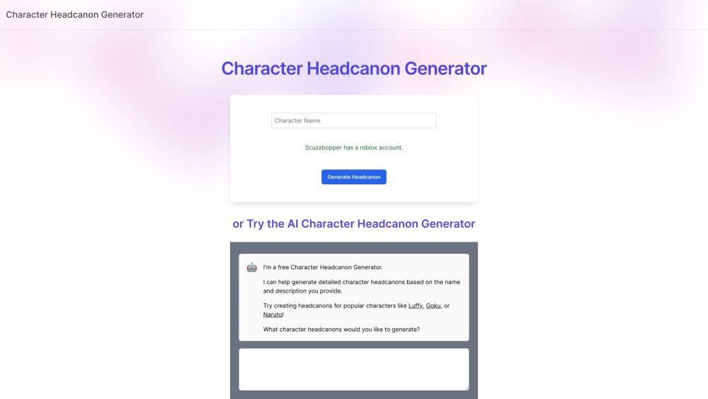 Headcanon Generator: Unique Backstories & Traits Creator for Writers