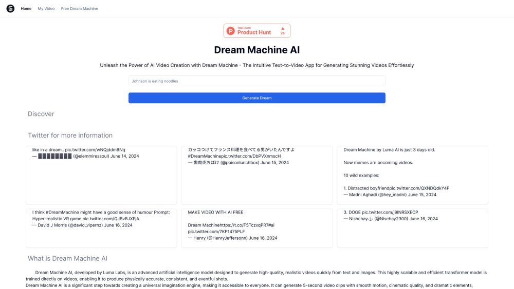 Dream Machine AI: High-Quality, Realistic Video Generation & Smooth Motion