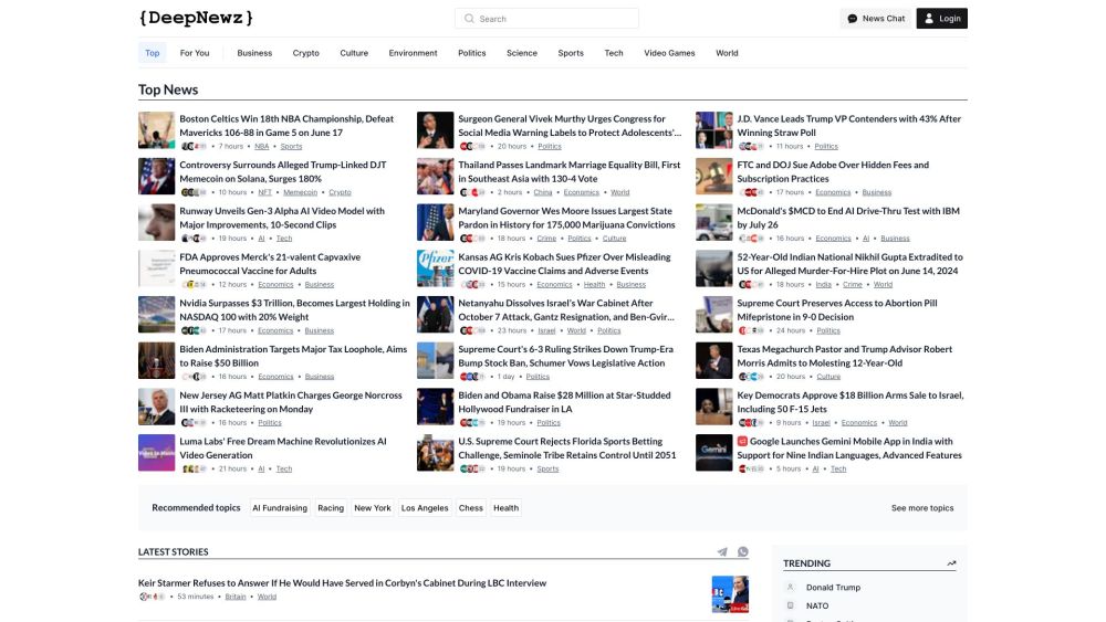 DeepNewz: AI News on Crypto, NFTs, Tech Giants, and Pop Culture