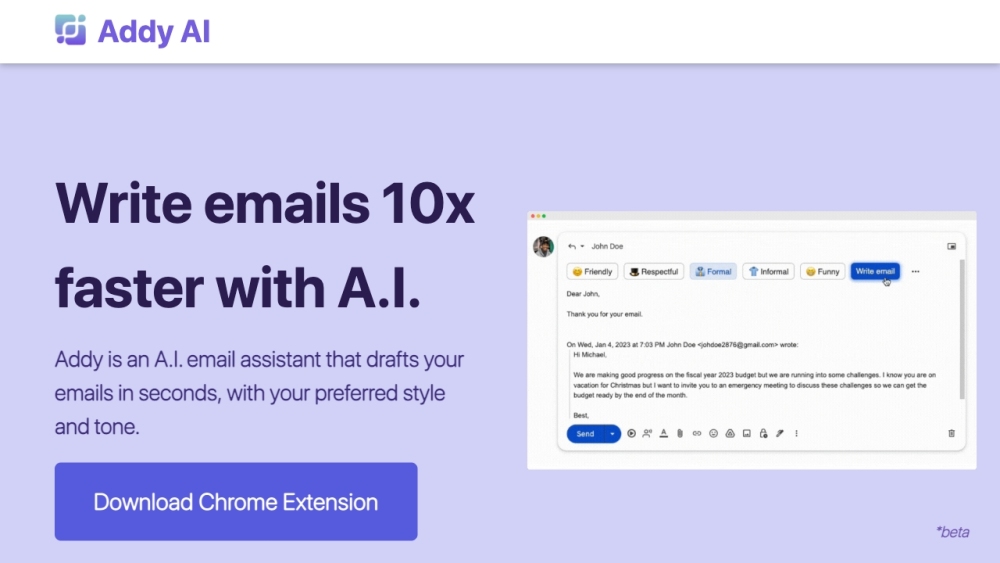 Addy: AI Email Assistant for Quick, Personalized Drafts and Style Matching