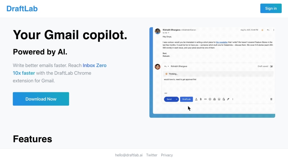 DraftLab: AI-Powered Gmail Copilot - Write Better Emails Faster