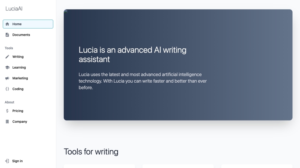 Lucia: AI Writing Assistant – Fast & Quality Content Generation