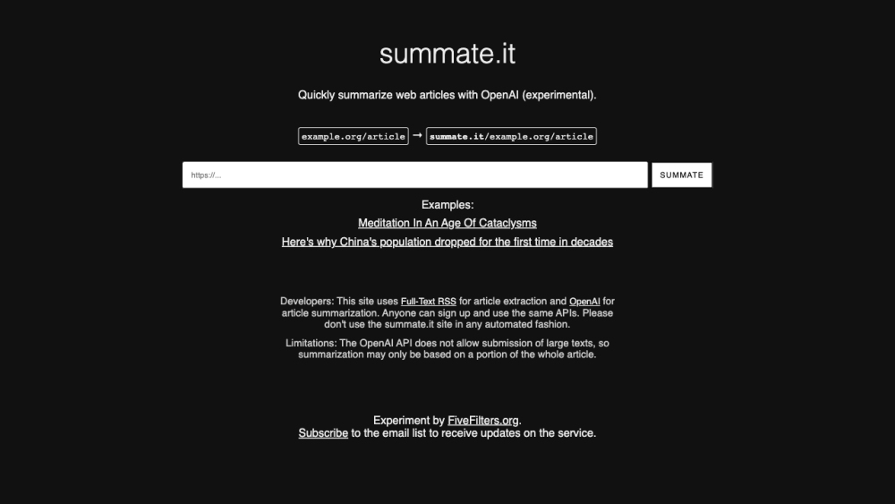 Summate.it: Swift Summarization of Web Articles with OpenAI