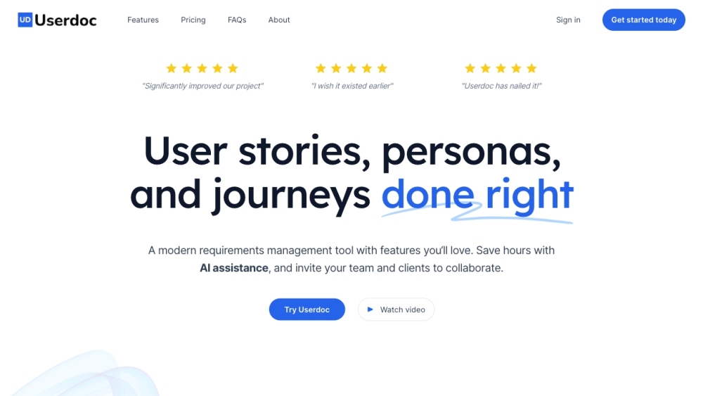 Userdoc: AI-Driven Software for Expert User Stories & Acceptance Criteria