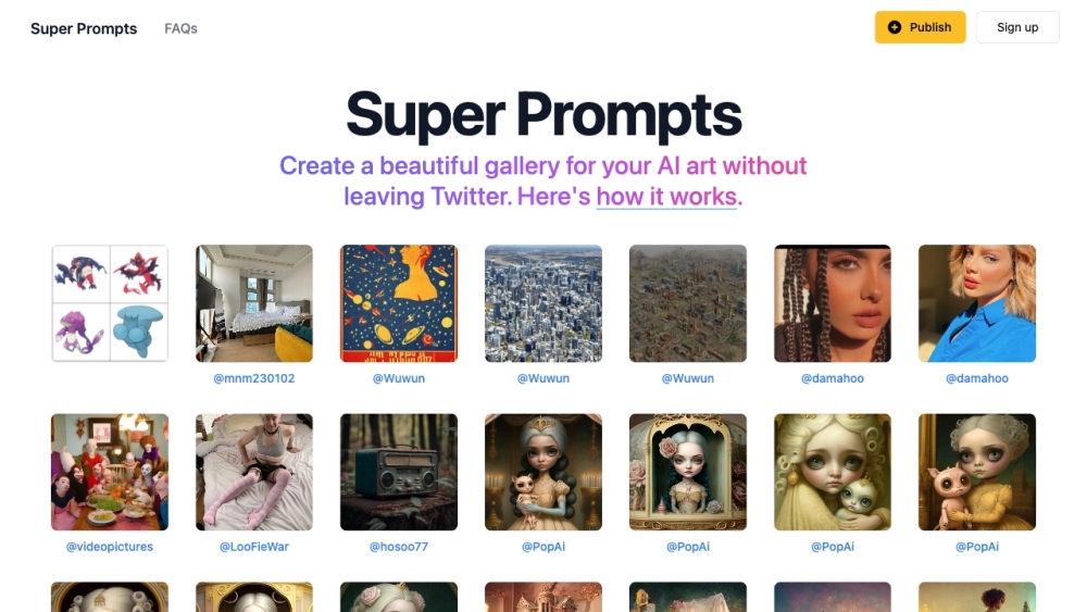 Super Prompts: AI Art Creation, Storage, and Display Platform