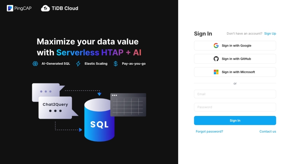 TiDB Cloud: AI SQL, Serverless HTAP, Real-Time Analytics, Elastic Scaling