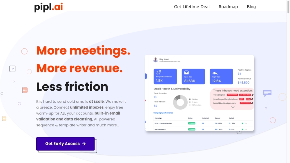 Pipl.ai: Email Automation, Unlimited Inboxes, AI Writing