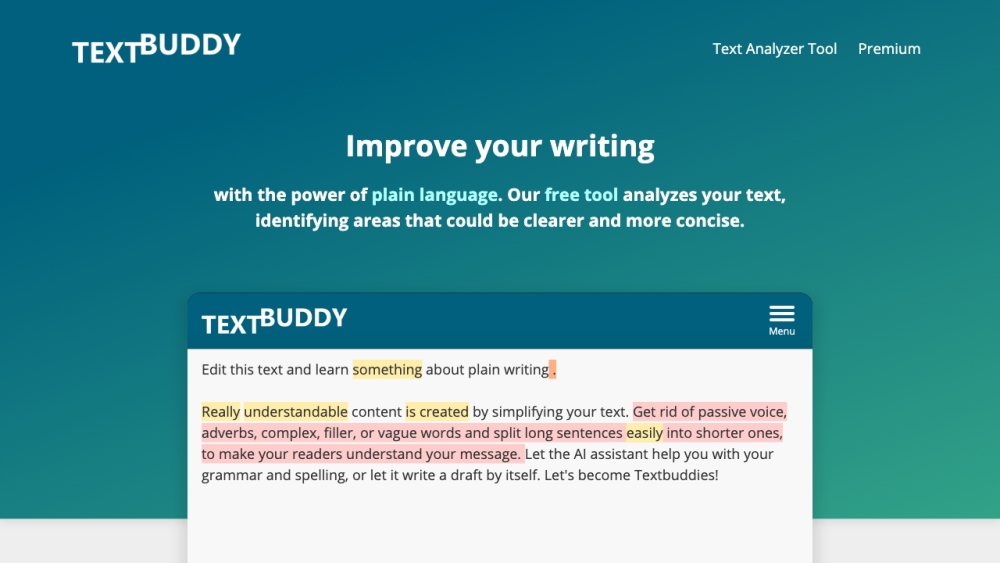 Textbuddy.com: Enhance Writing with Analysis for Clarity & Conciseness