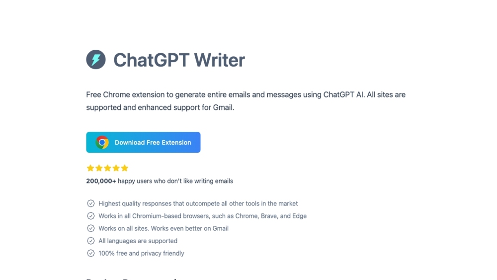 ChatGPT Writer: AI Tool for Writing, Grammar Check, & Summarizing