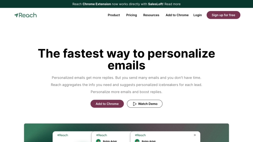 Reach: Email Personalization, Sales Tool, Hubspot & Chrome Integration