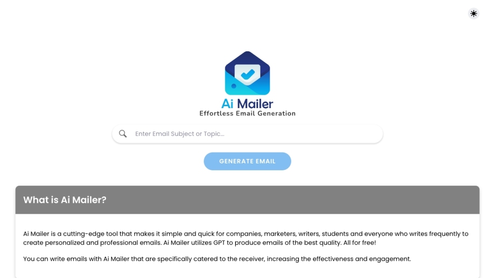 AI Mailer : Cutting-Edge GPT Tool for High-Quality Emails