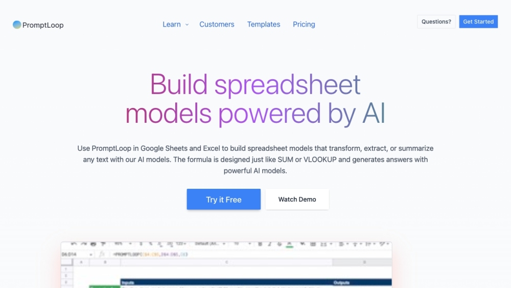 PromptLoop: AI Tools for Data Processing & Web Research in Sheets/Excel