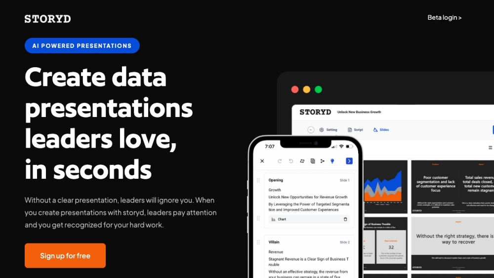 STORYD: AI Tool for Clear, Compelling Data Presentations in Seconds