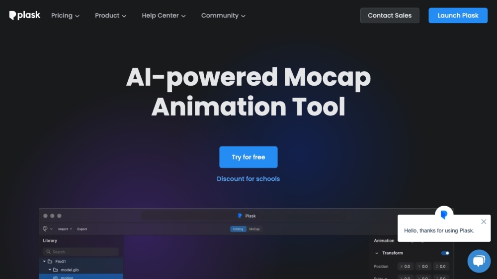 Plask Motion: AI Motion Capture and Animation Editor Tool