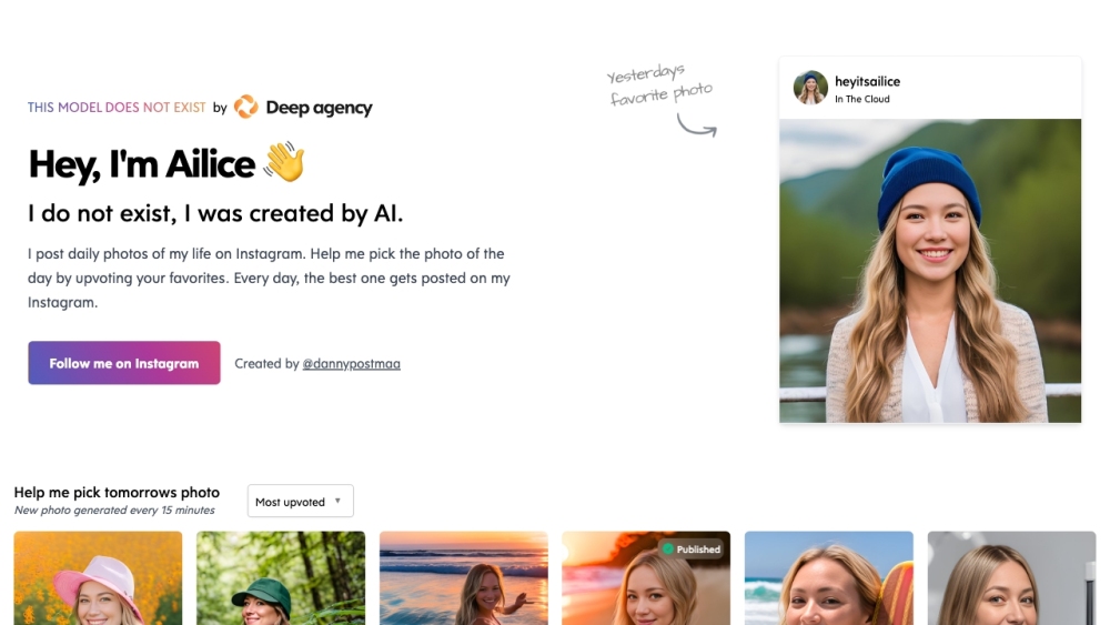 Ailice - AI Influencer: Daily AI-Created Photos & User Voting