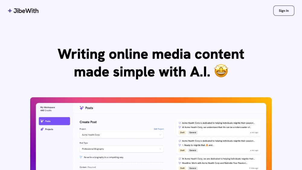 Jibewith.com: AI-Driven Content Writing Simplifier - Engage Your Audience