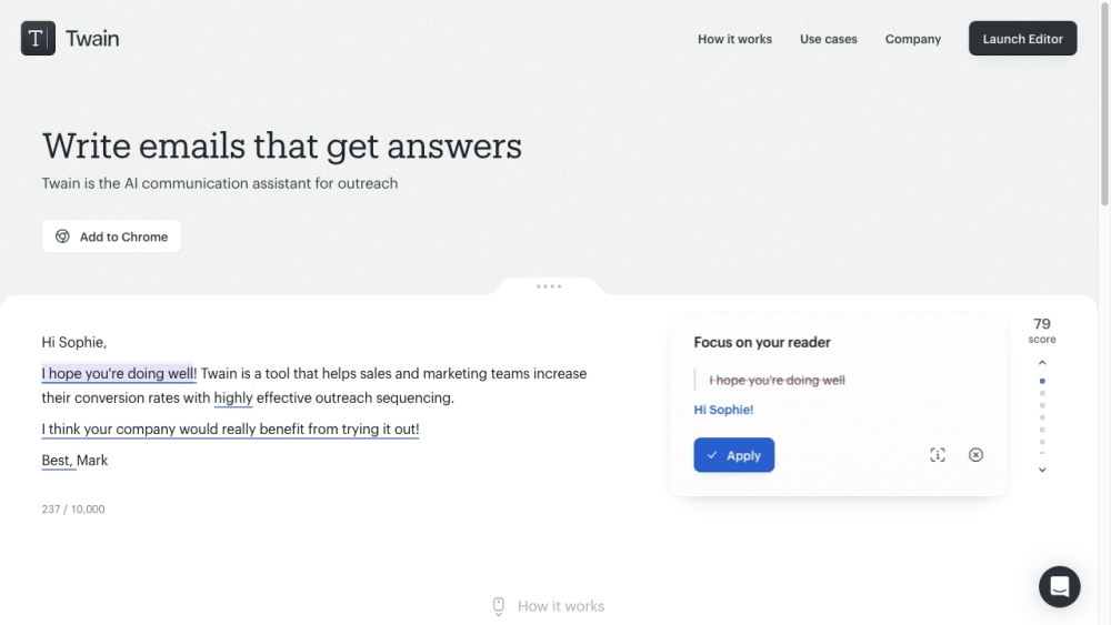 Twain AI Assistant: Boost Sales Pitches & Write Compelling Messages