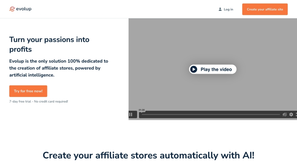Evolup: AI Affiliate Store Creator for Effortless Passive Income