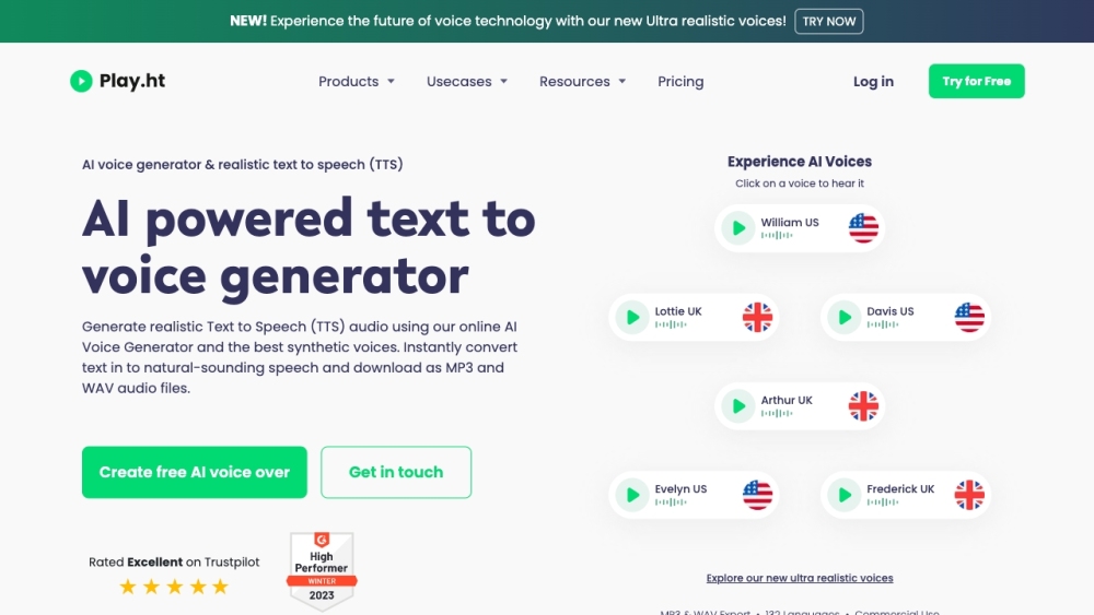 PlayHT: AI Voice Generator with 600+ Voices in 142 Languages