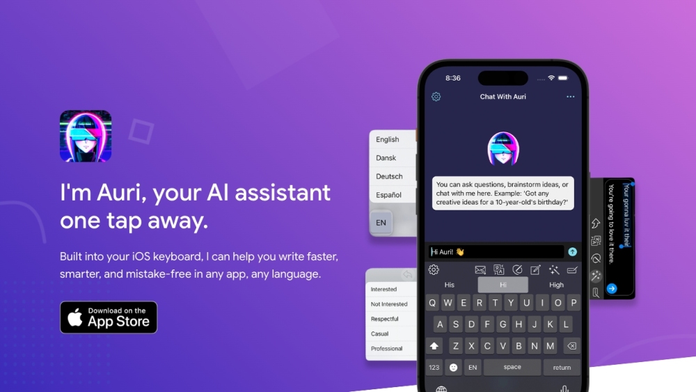 Auri.AI: Multilingual Keyboard, AI Chat, Smart Notes & Transcription