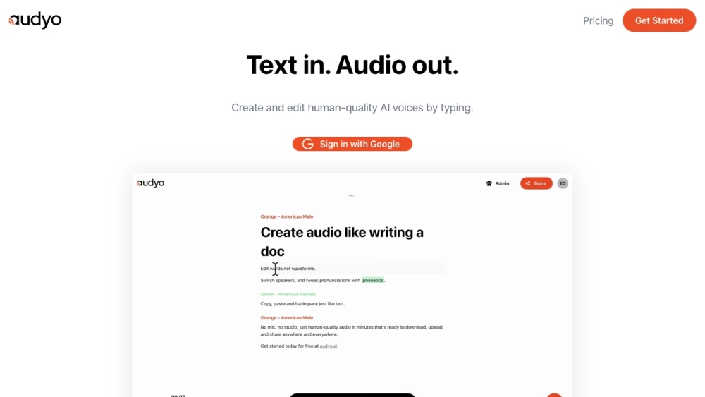 Audyo: Create, Edit Audio Like Docs, Switch Speakers : Key Features