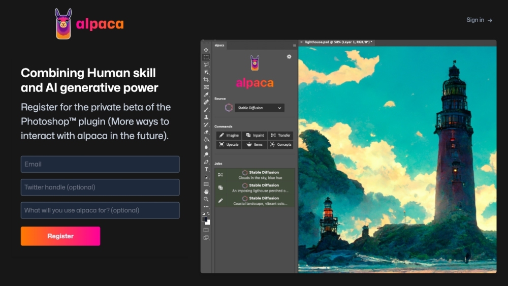 Alpaca - AI Tools: Personalized Toolkit, Photoshop Plugin for Artists