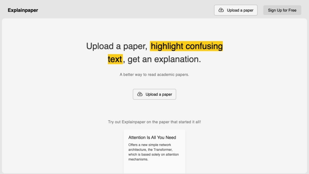 Explainpaper: Simplify Research Text, Upload & Save Papers