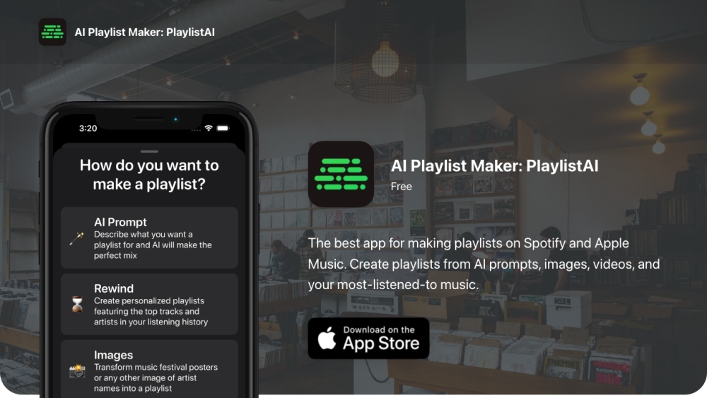 PlaylistAI: AI Playlists via Prompts, Posters, TikToks & History