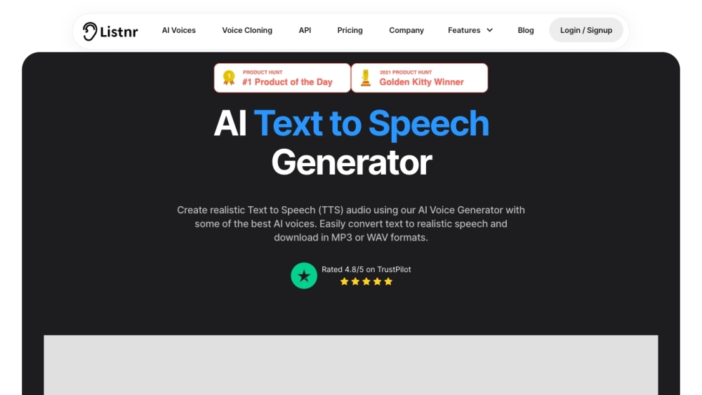 Listnr: AI Voice & Video Generator with 900+ Voices in 142 Languages